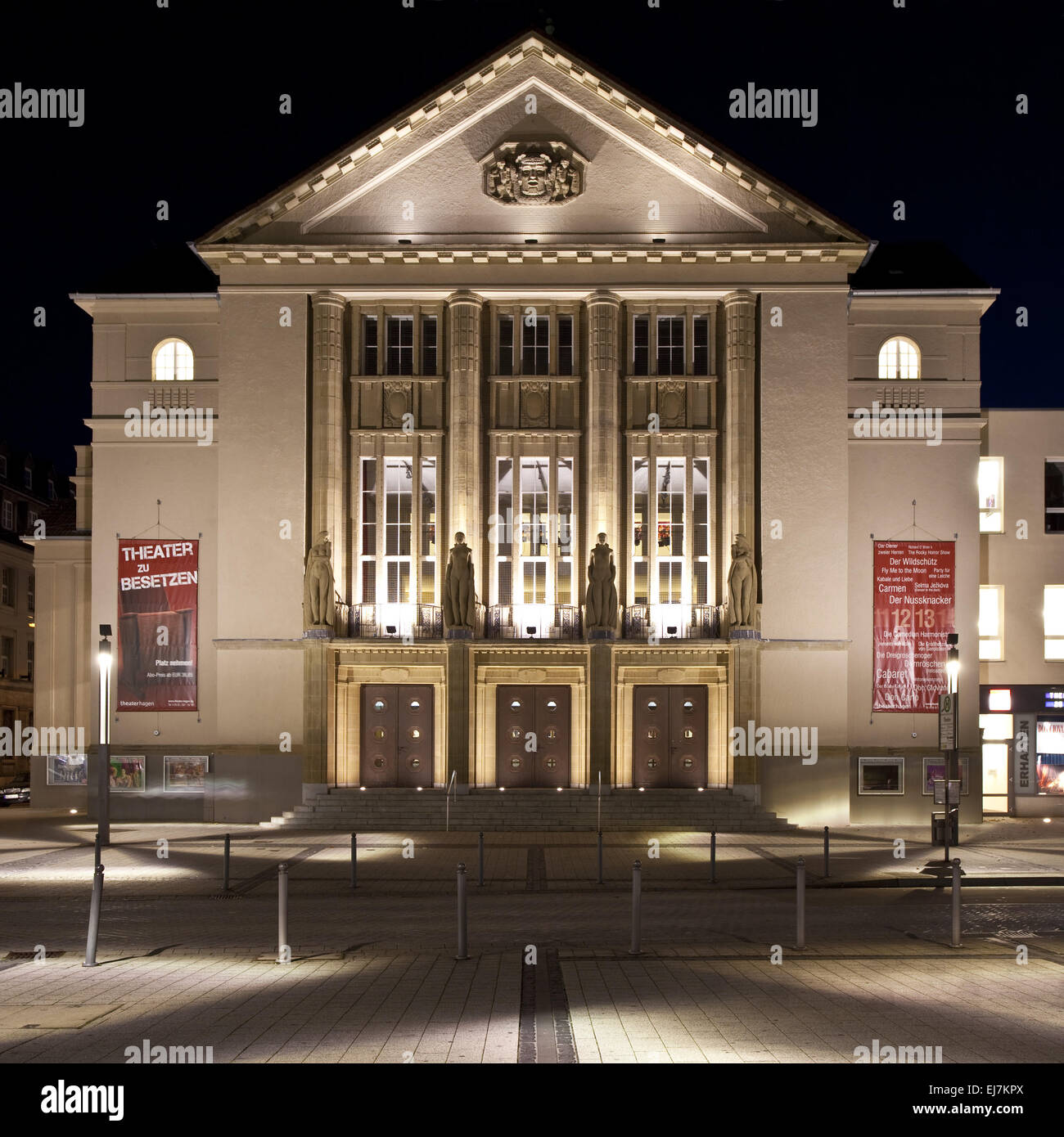 Illuminated Theater Hagen, Germany Stock Photo Alamy