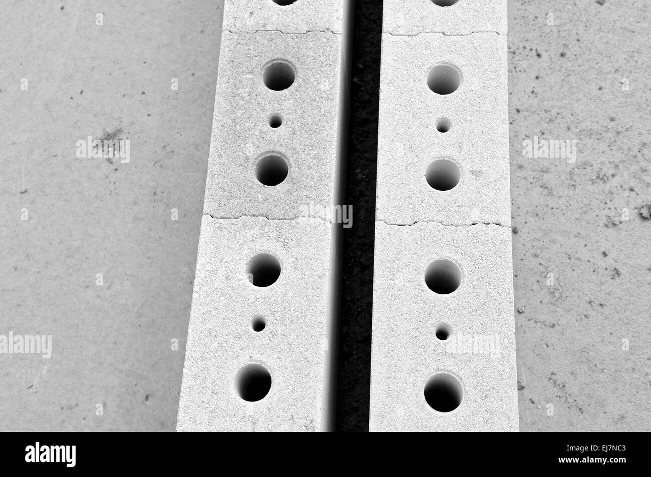 Sand-lime brick bricked black and white Stock Photo