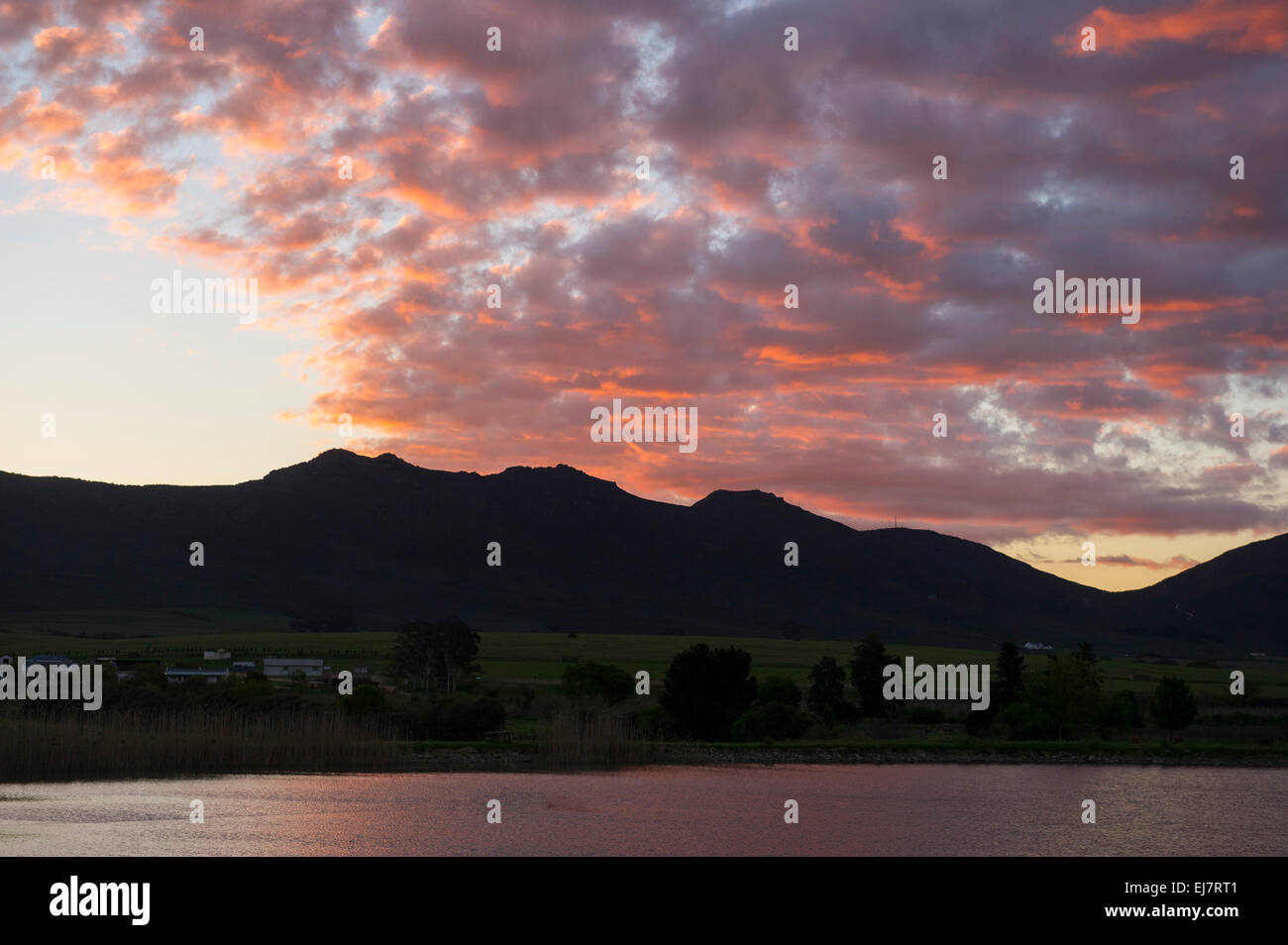 Sunset over the Winterhoek Mountains, Tulbagh, South Africa Stock Photo