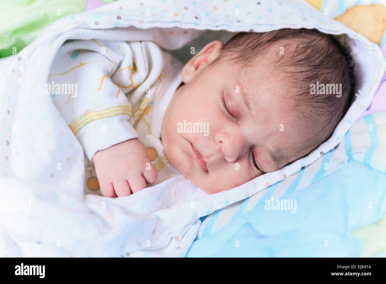 newborn baby sleep in a crib Stock Photo Alamy