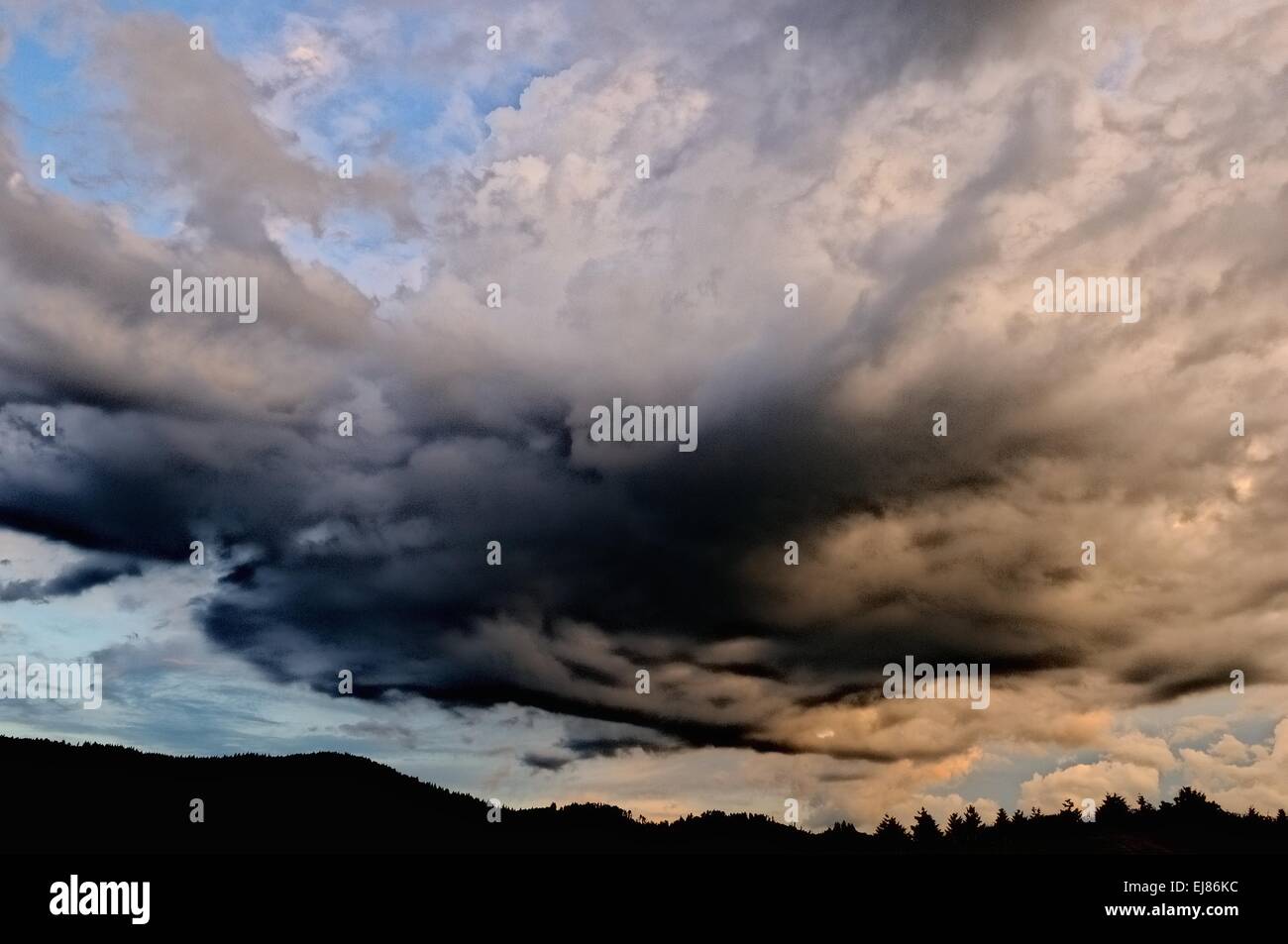 dark clouds over the forest Stock Photo - Alamy