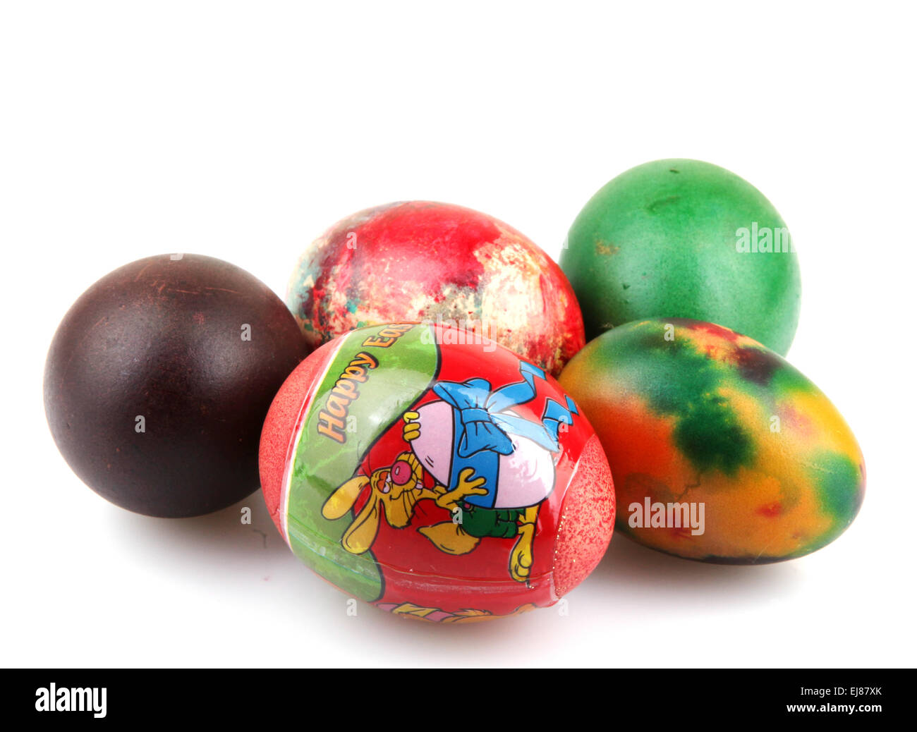 Easter eggs on white background Stock Photo - Alamy