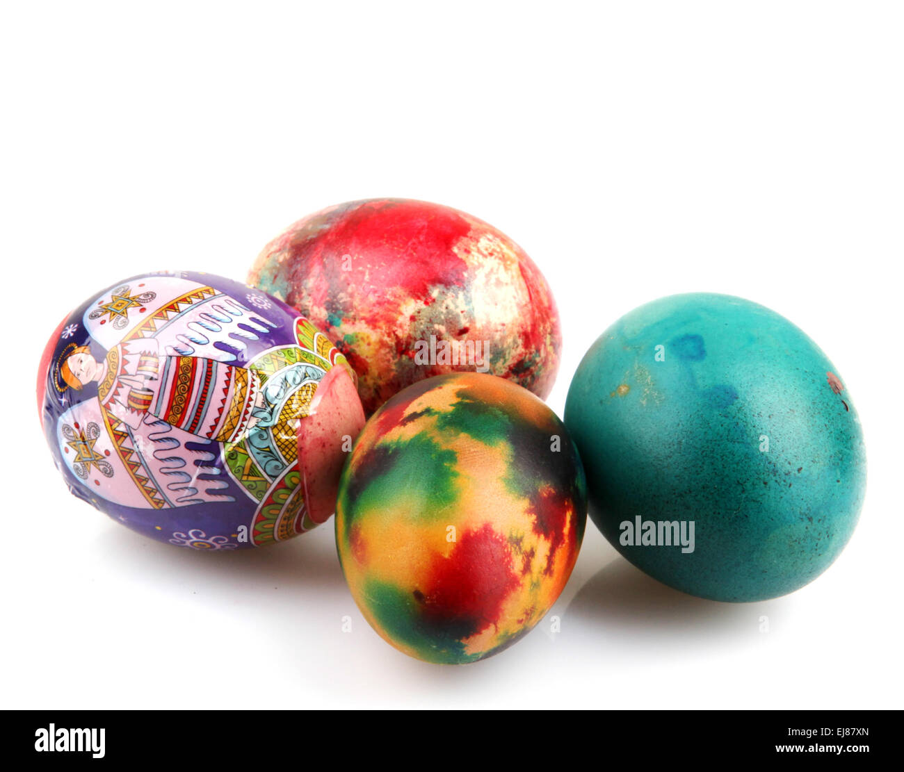 Easter eggs on white background Stock Photo - Alamy