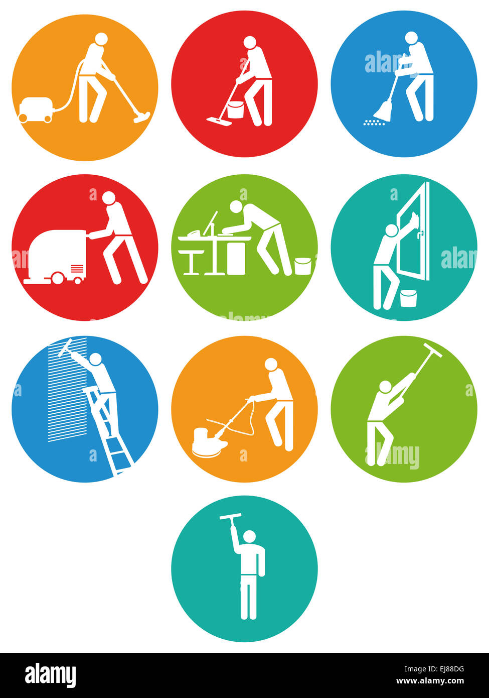 building cleaners button Stock Photo