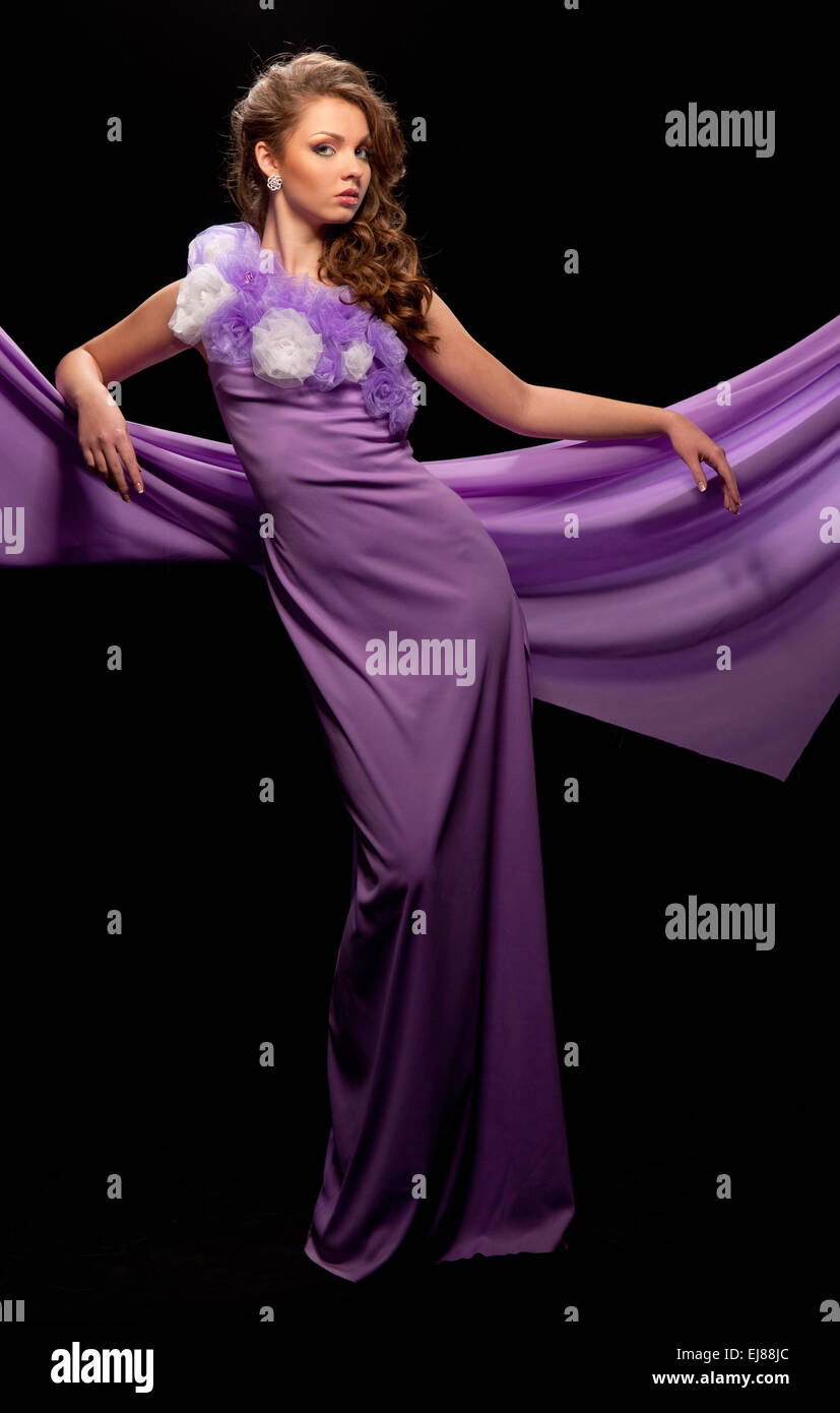 woman in the purple dress Stock Photo - Alamy