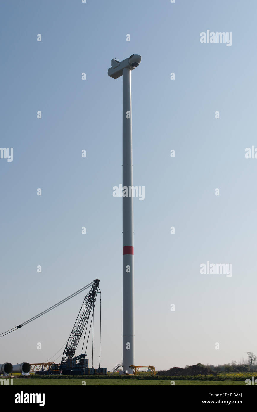 construction onshore wind turbines Stock Photo
