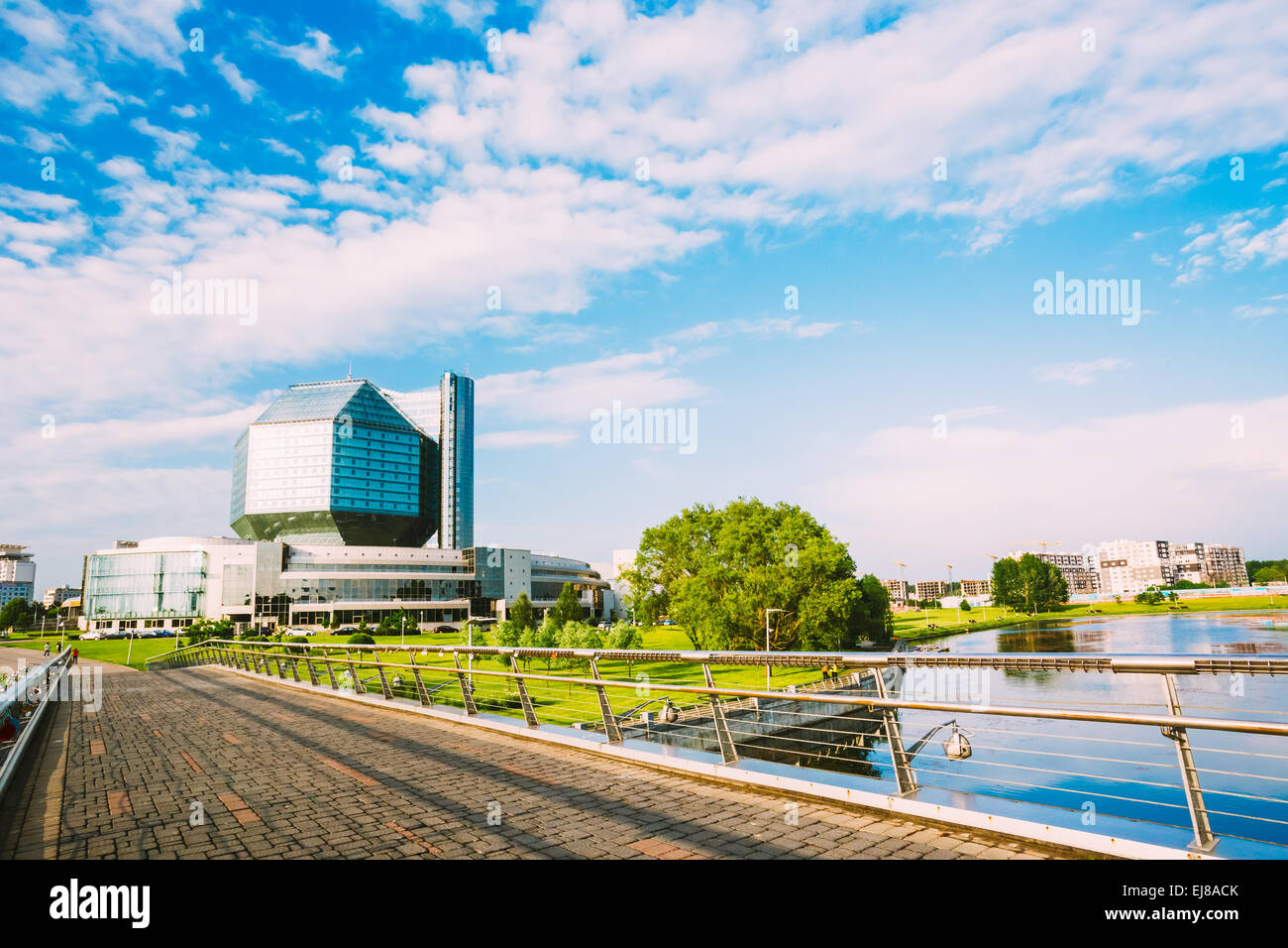 Building Of  National Library Of Belarus In Minsk. Famous Symbol Of Belarusian Culture And Science Stock Photo