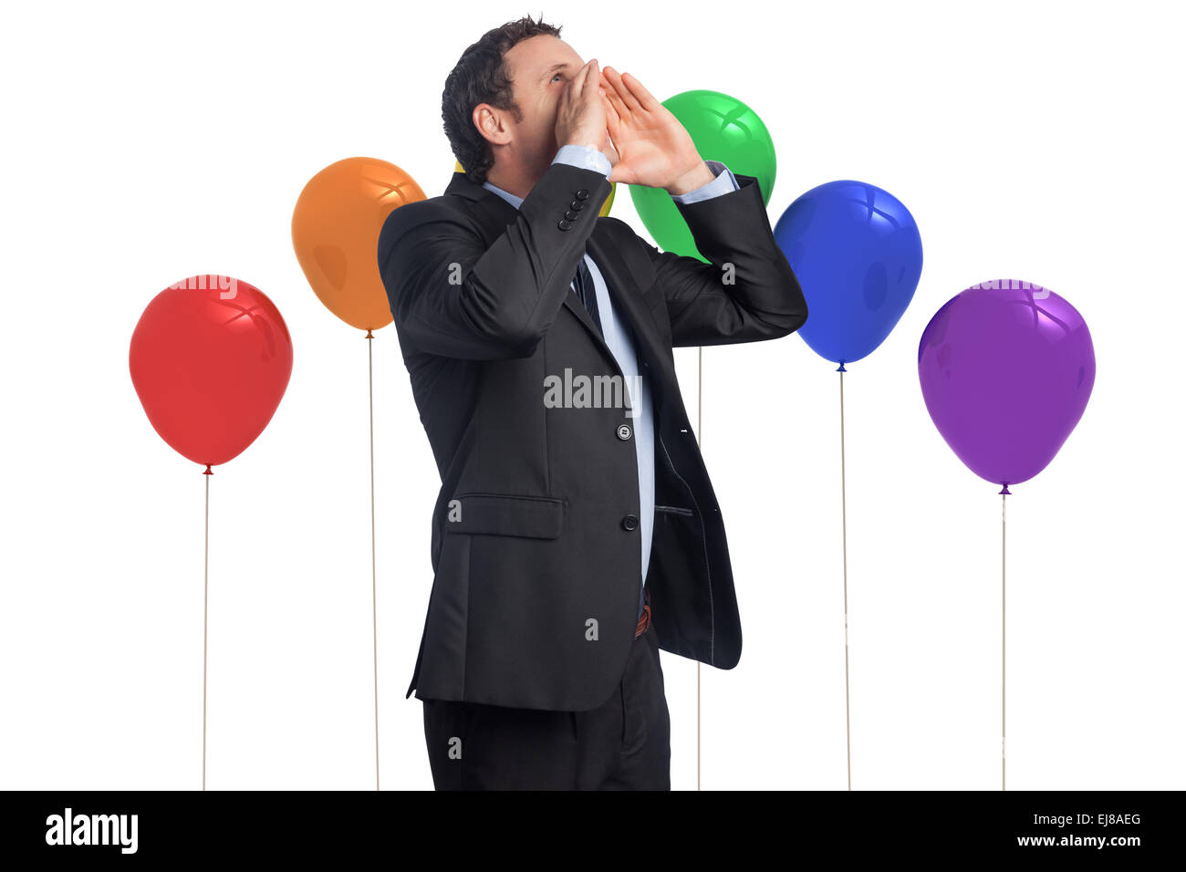 Composite image of shouting businessman Stock Photo - Alamy