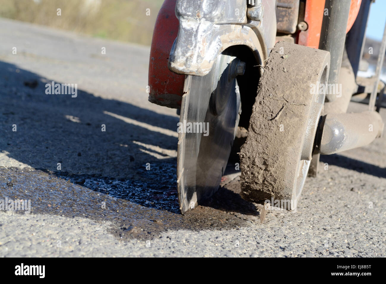 Concrete cutter in use Stock Photo Alamy