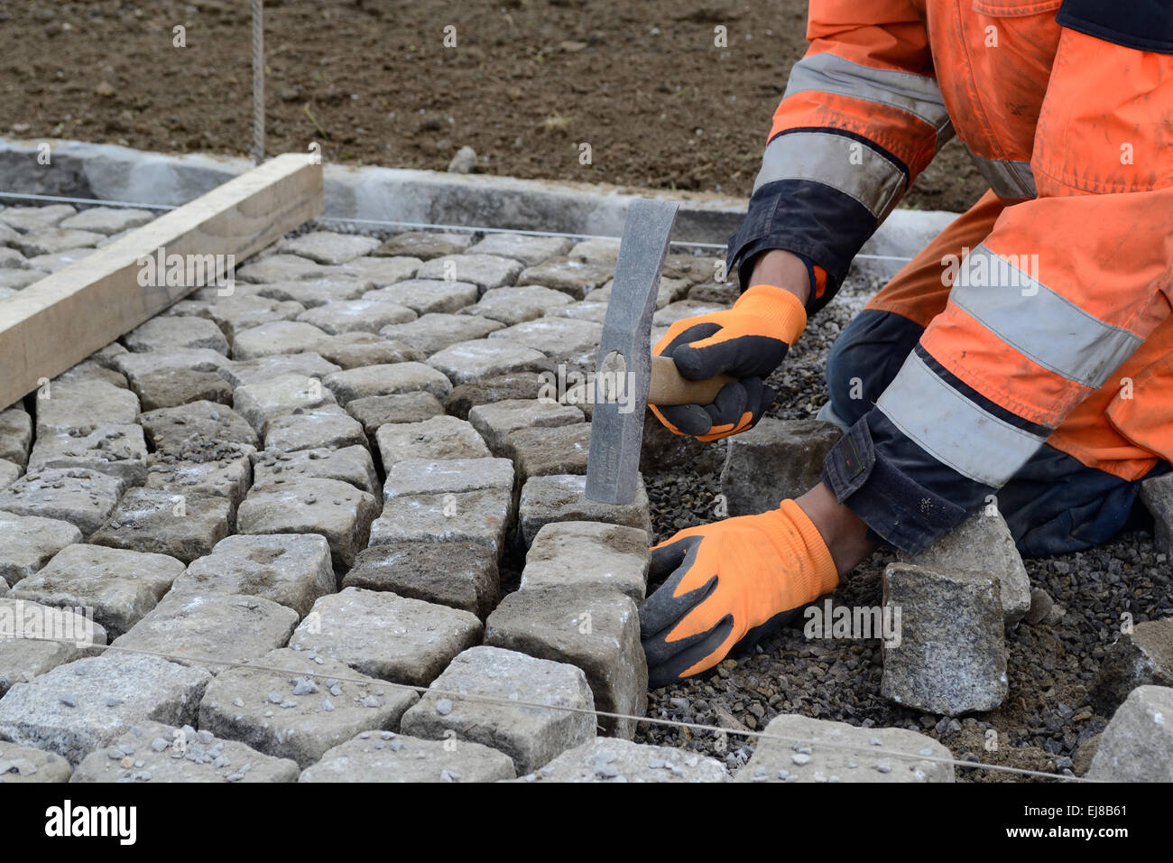 Pavers laid paving stones Stock Photo