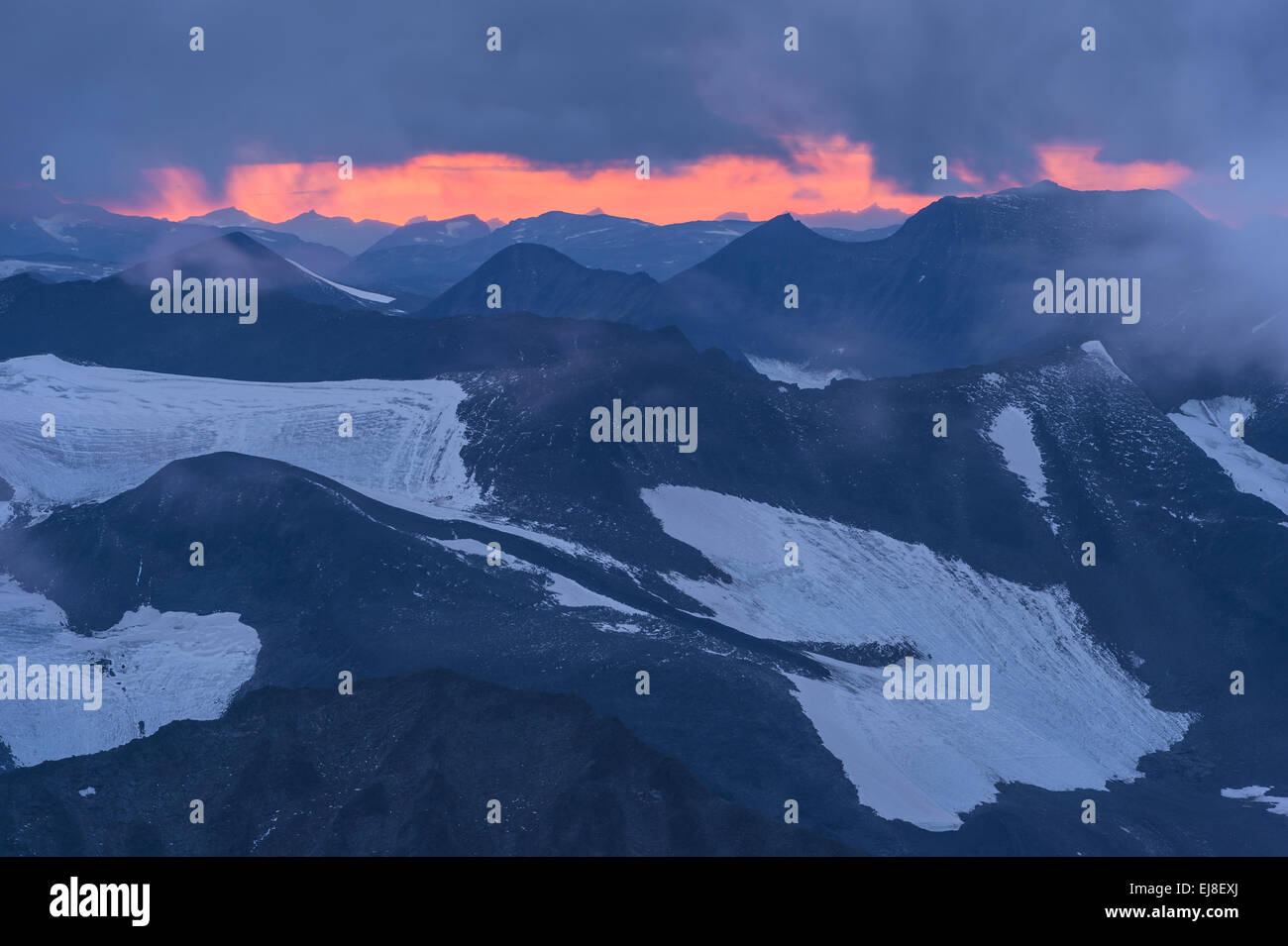 evening mood, Kebnekaise mountains, Lapland Stock Photo