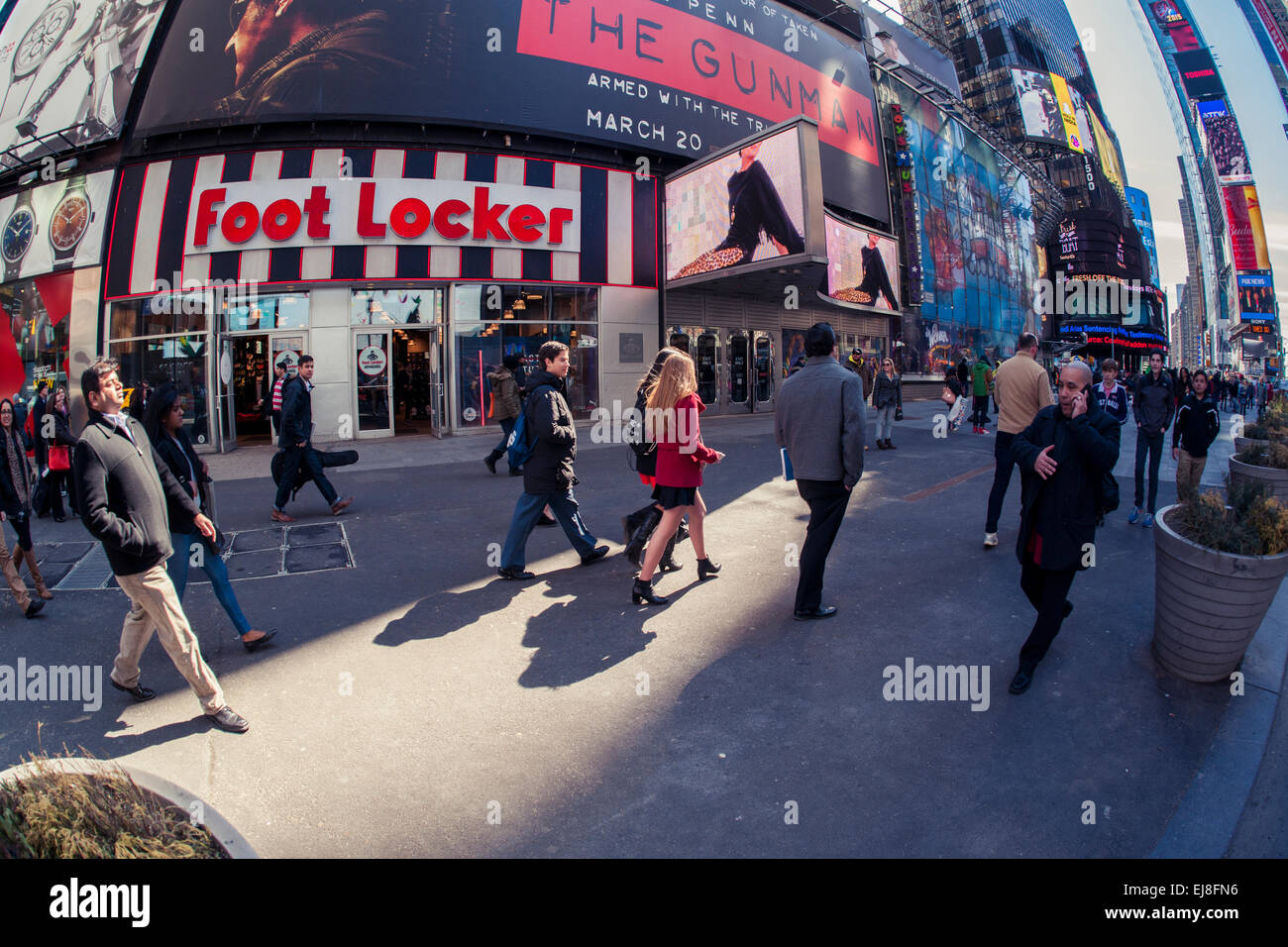 A Foot Locker store in Times Square in New York is seen on Friday, March 13, 2015.  (© Richard B. Levine) Stock Photo