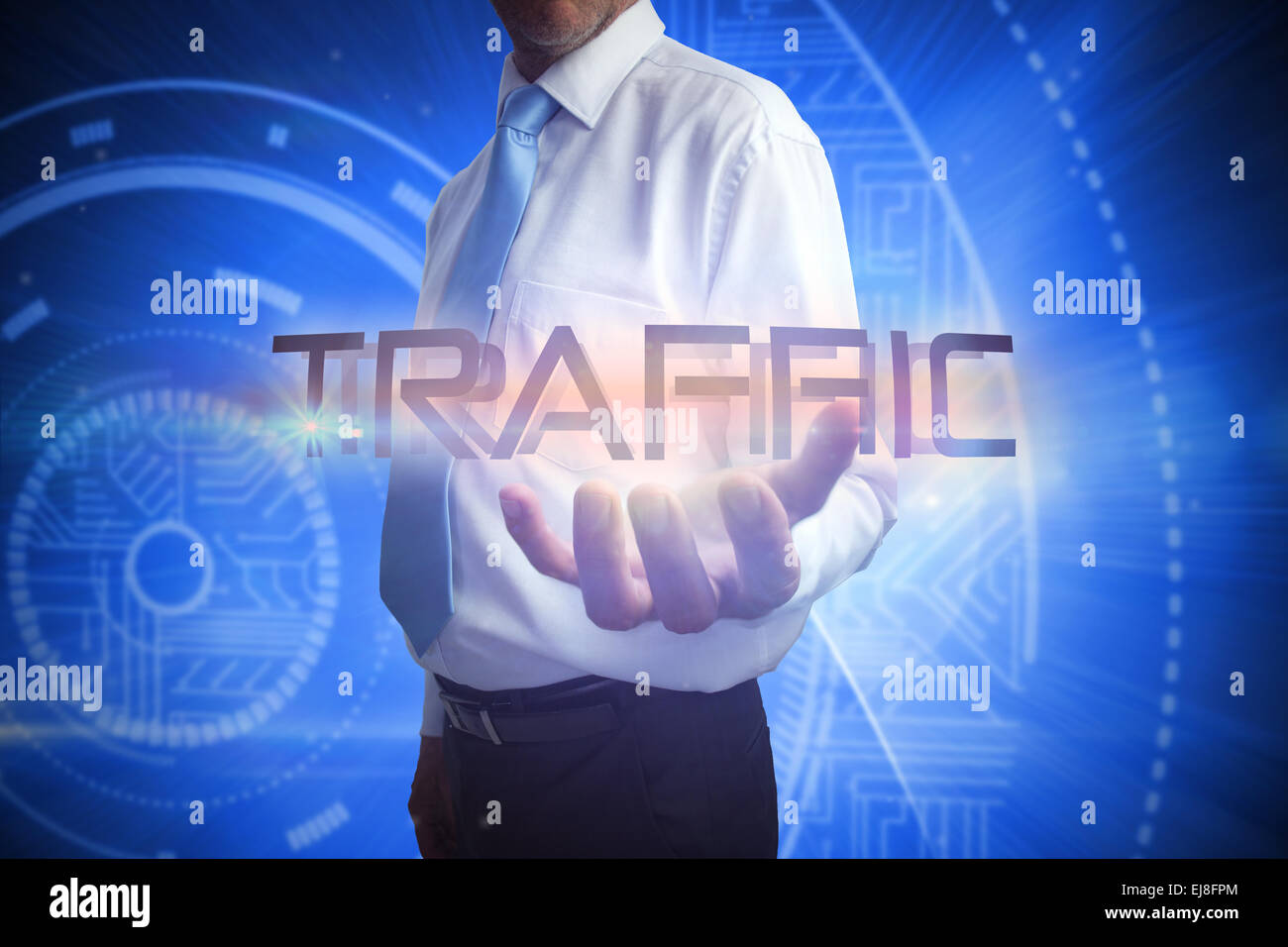 Businessman presenting the word traffic Stock Photo Alamy