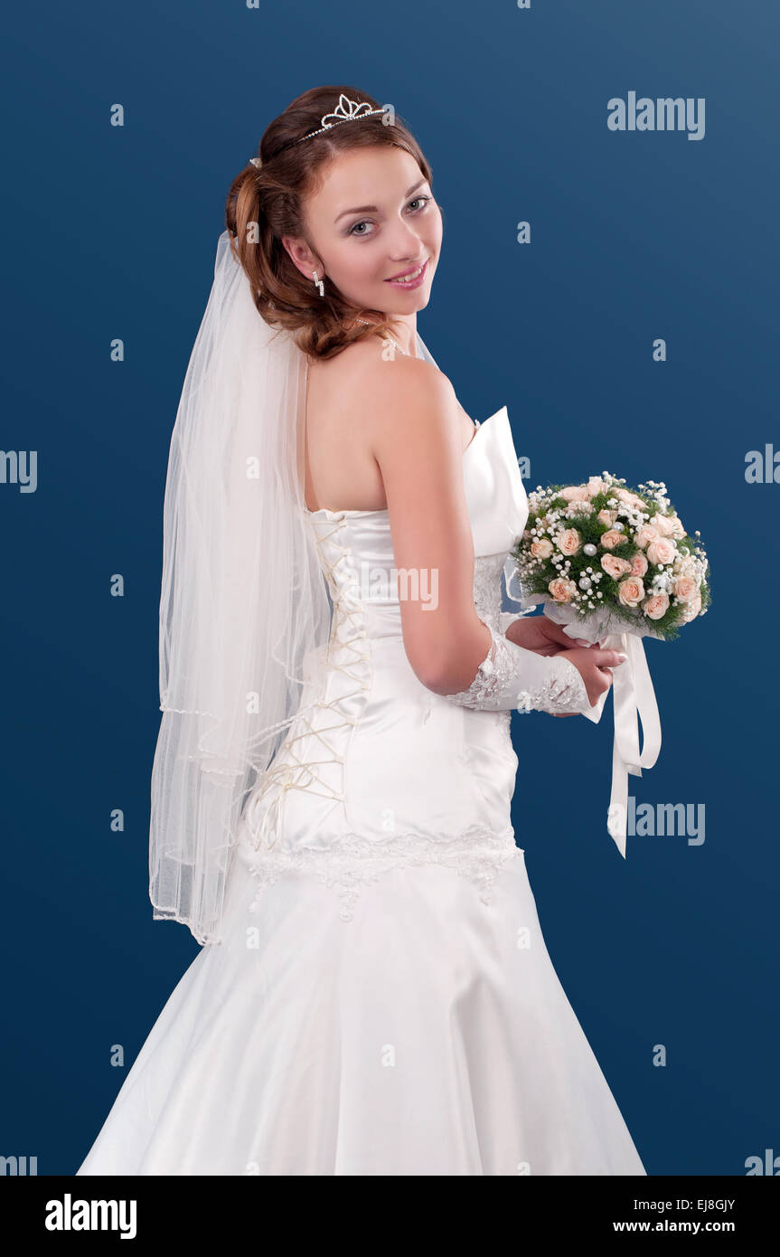 bride with a bouquet of flowers Stock Photo Alamy