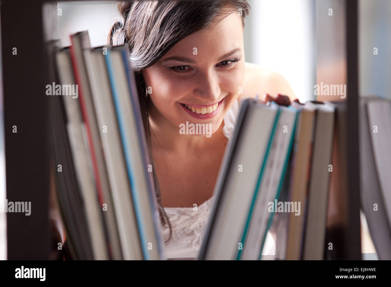 student studying in the library Stock Photo