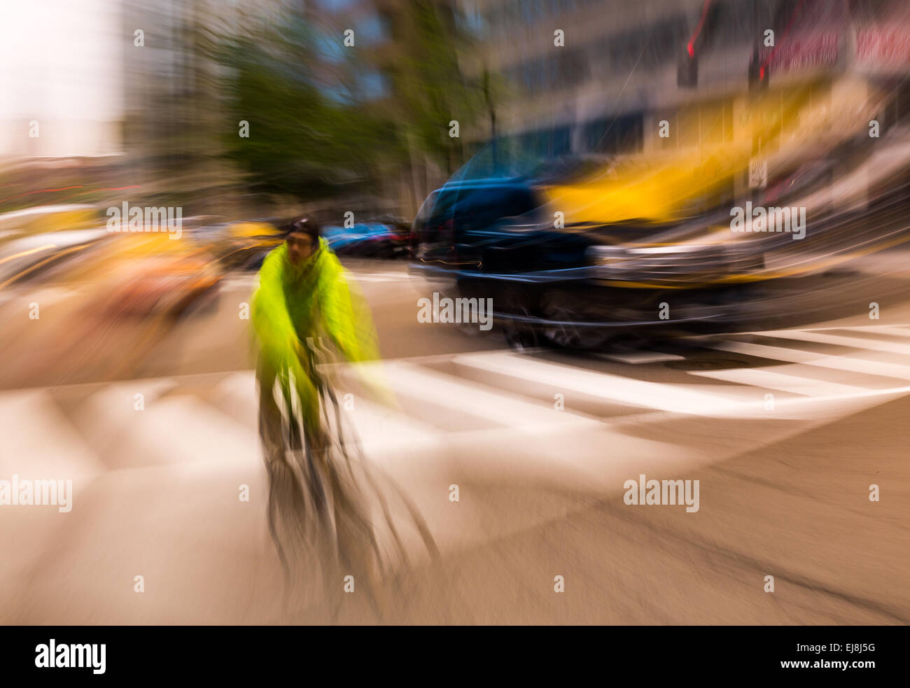 Man commuting to work on bicycle Stock Photo