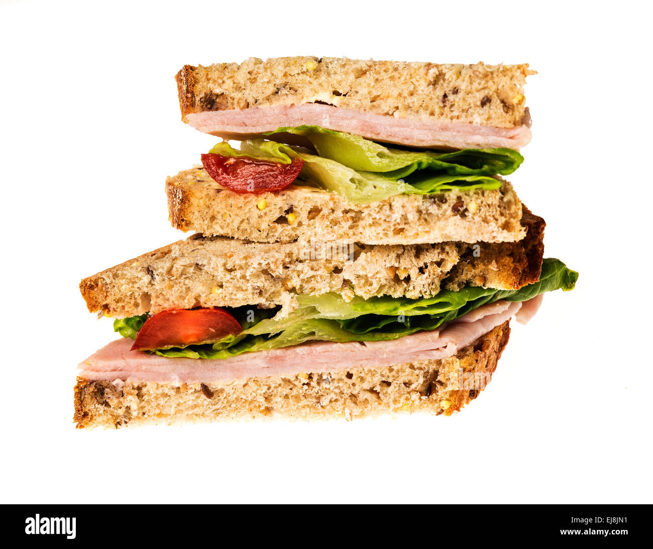 English multigrain bread ham sandwich Stock Photo