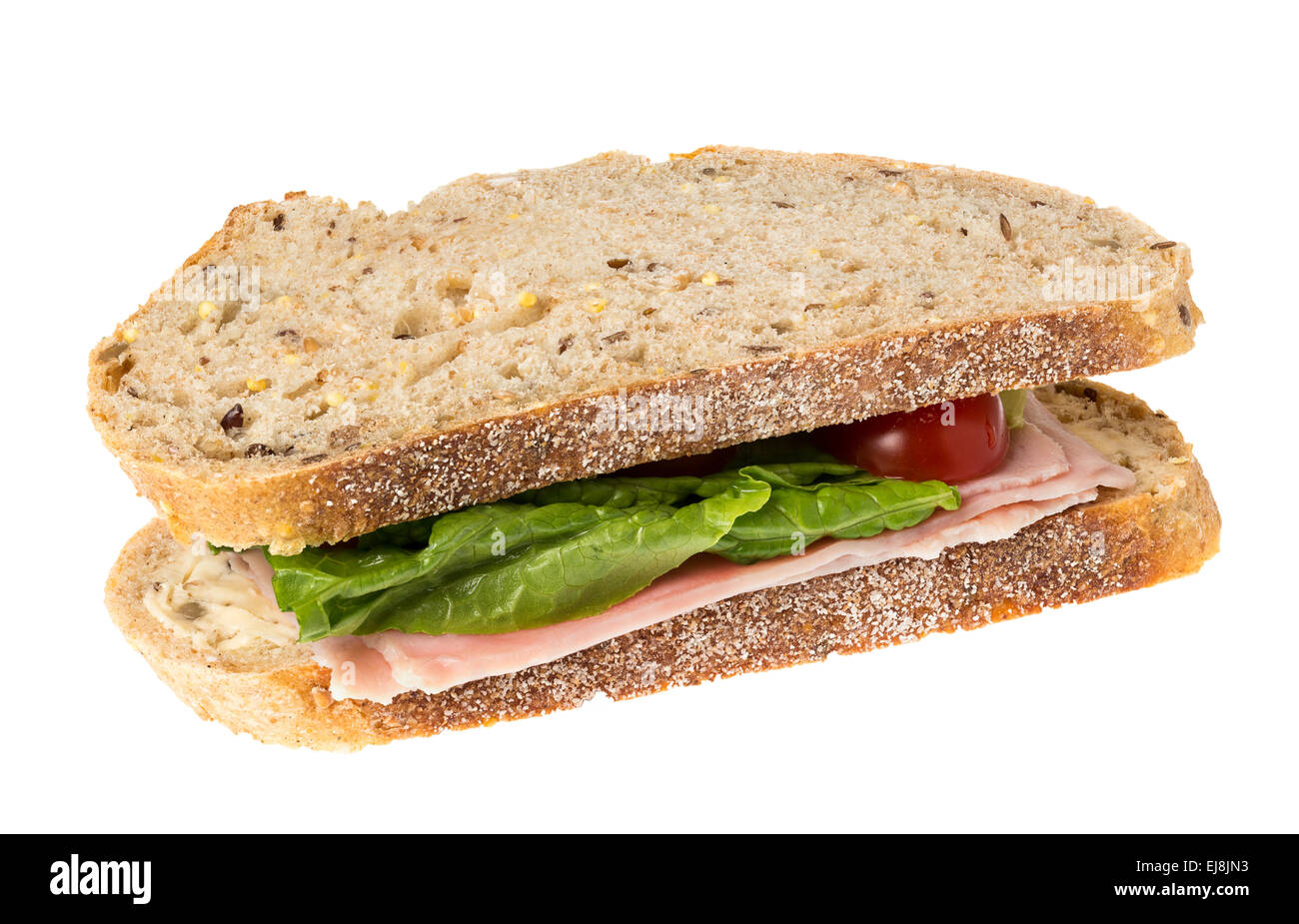 English multigrain bread ham sandwich Stock Photo
