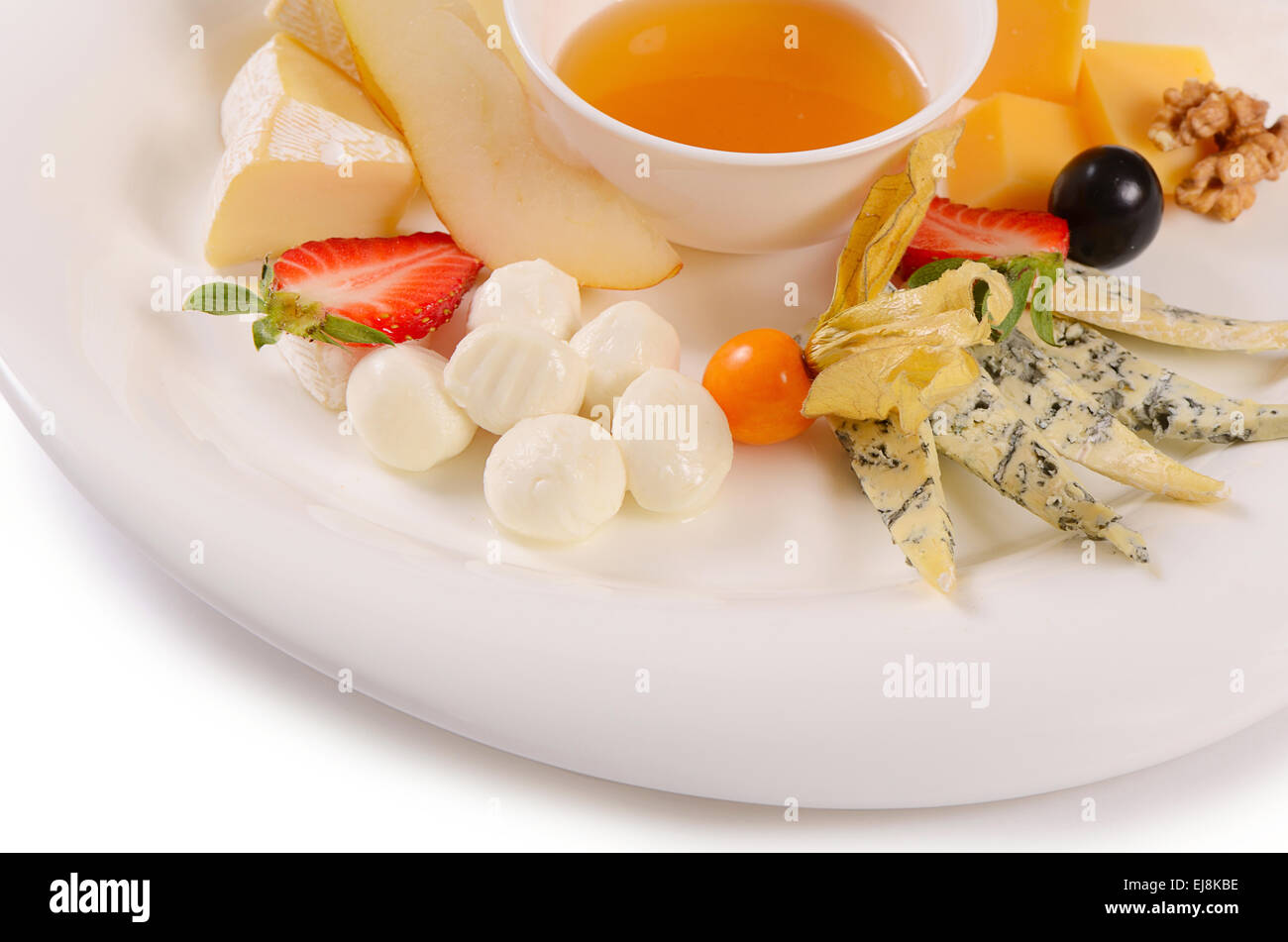 Assorted cheese with honey Stock Photo Alamy