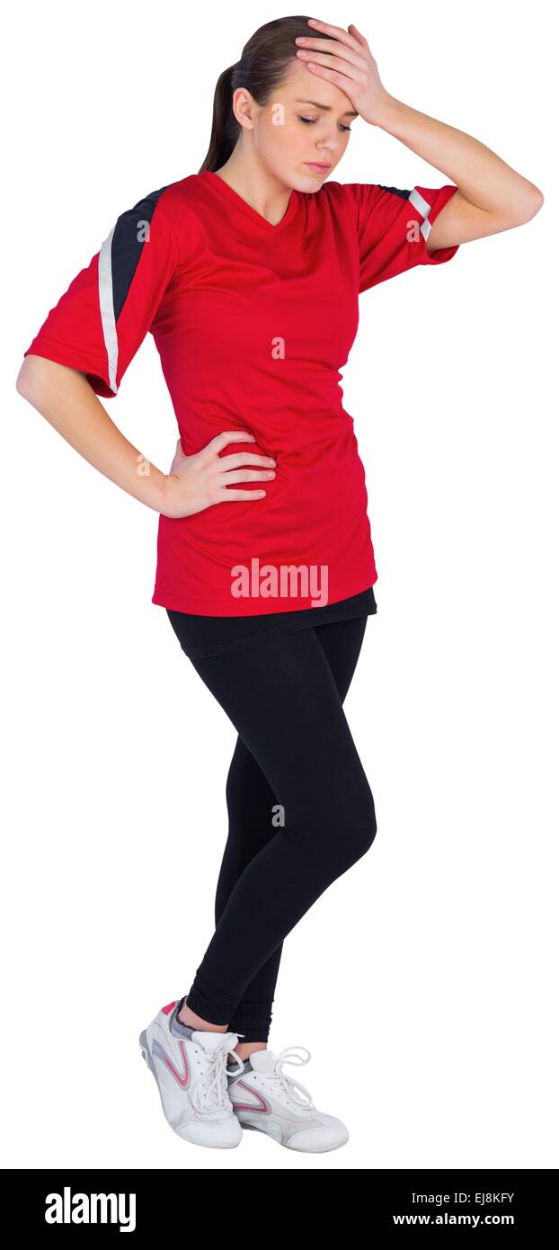 Disappointed football fan in red Stock Photo - Alamy