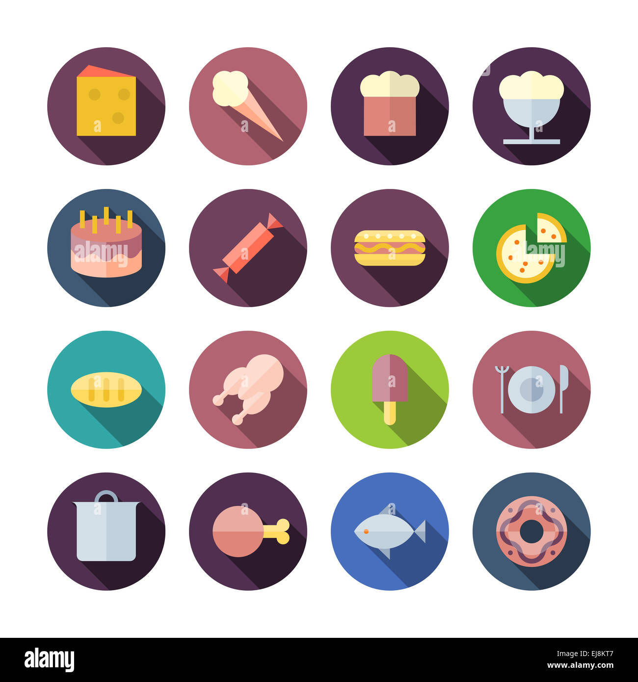 Flat Design Icons For Food Stock Photo - Alamy