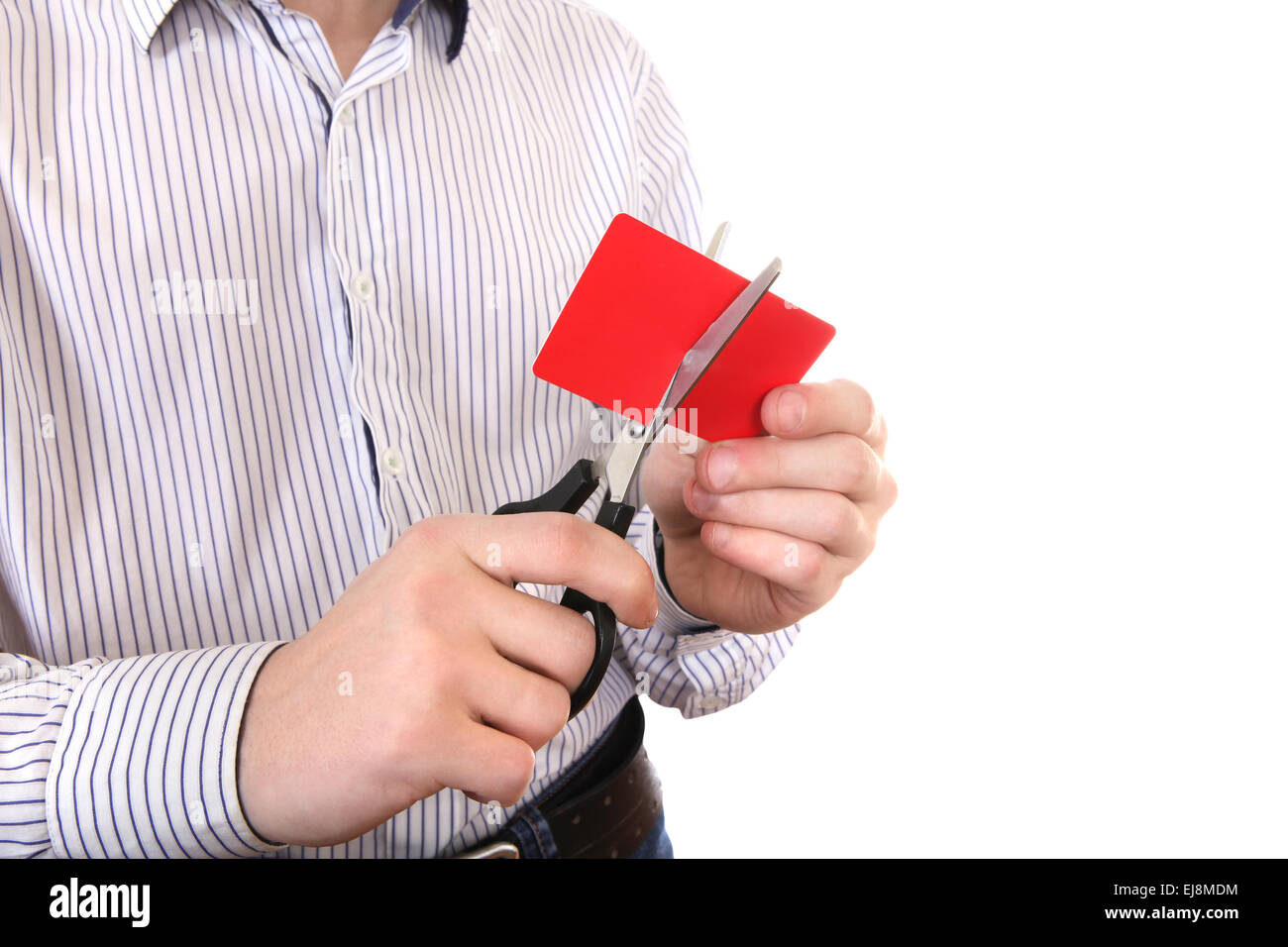 Person cutting a Credit Card Stock Photo Alamy