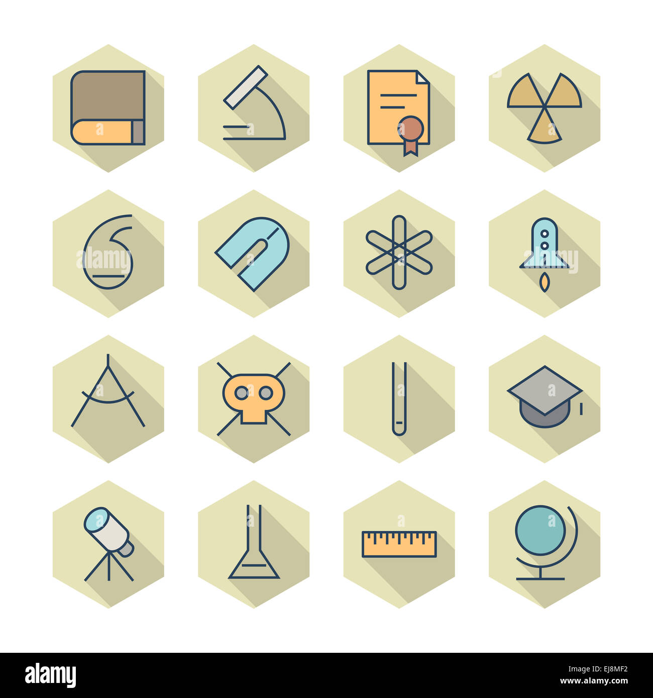 Thin Line Icons For Science and Education Stock Photo - Alamy