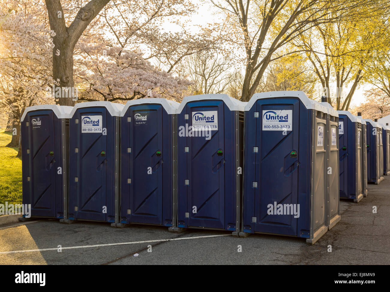 Toilets ready for tourists in Washington Stock Photo