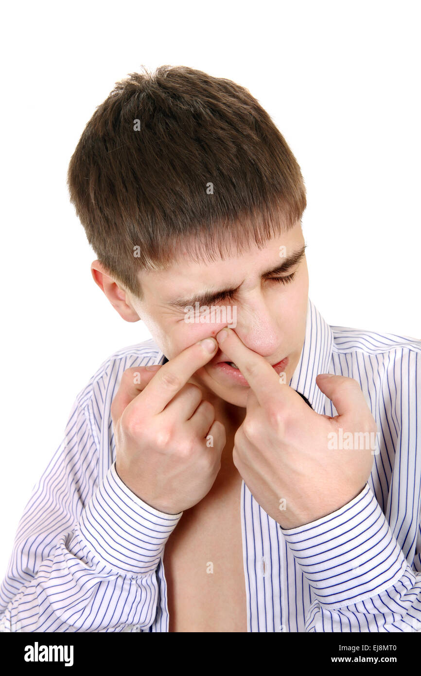 Teenager with Pimple Stock Photo