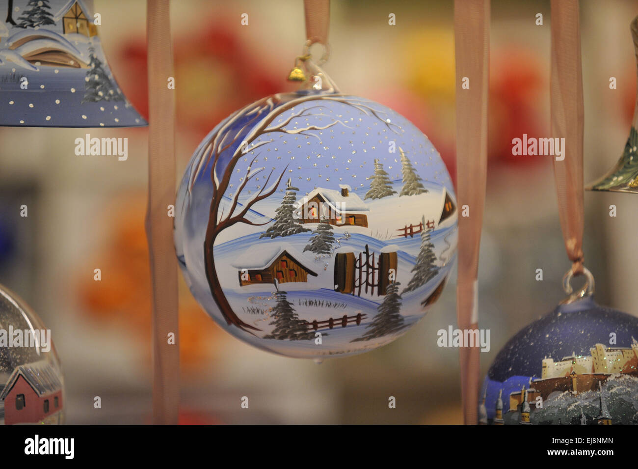christmas glass ball with decorative painting Stock Photo