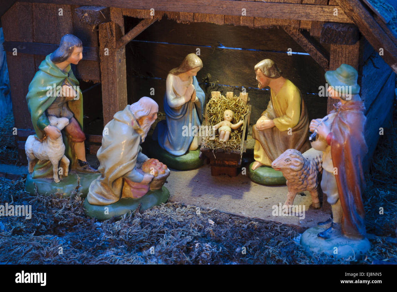 christmas crib and nativity scene Stock Image