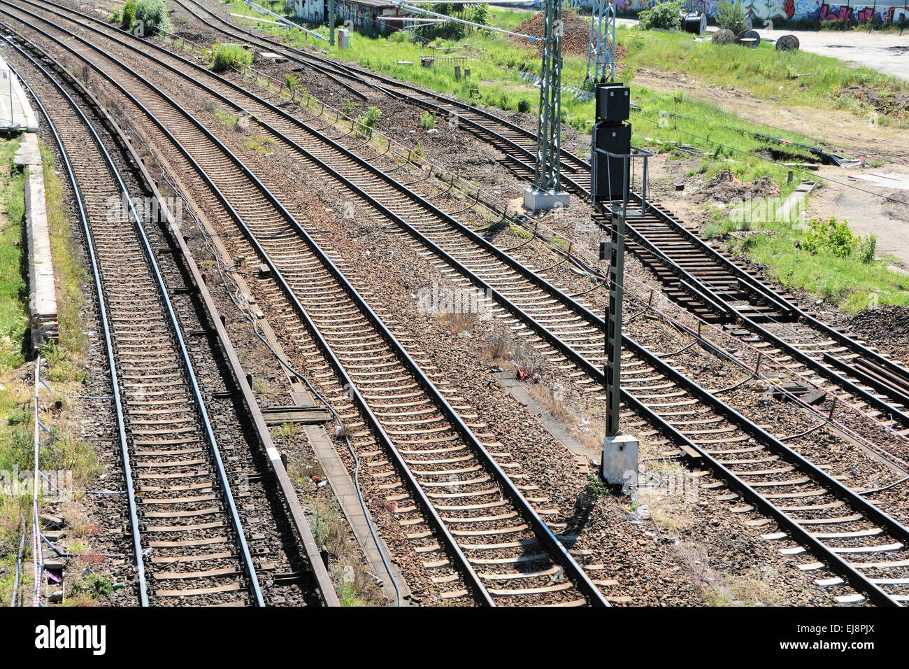 Railroad tracks in Berlin Stock Photo
