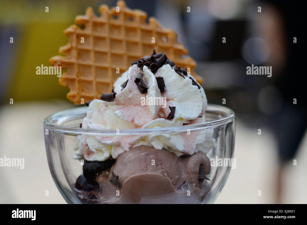 Ice cream sundae with chocolate ice cream Stock Photo