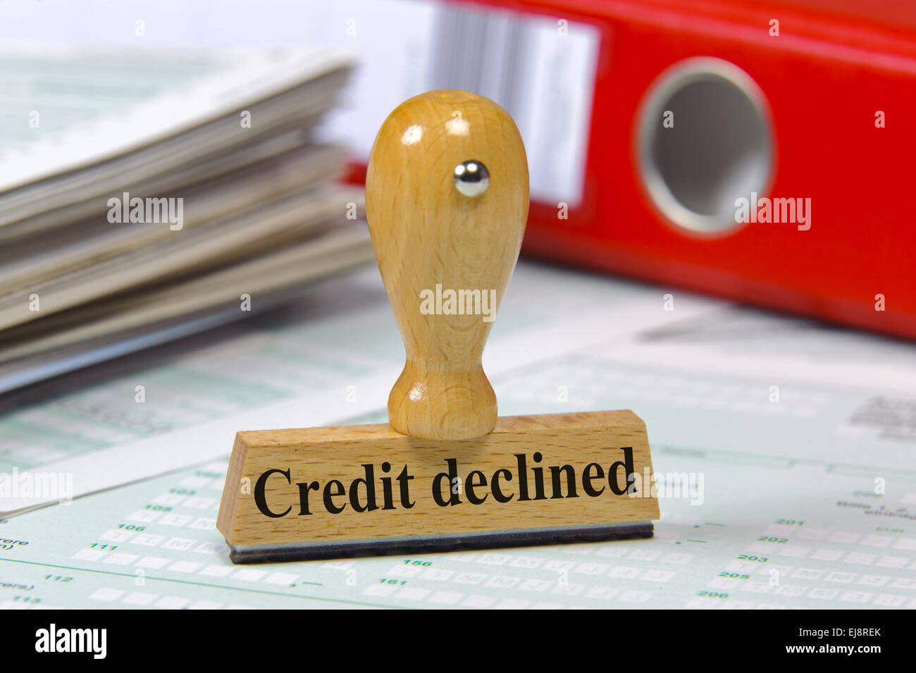 credit declined marked on rubber stamp Stock Photo