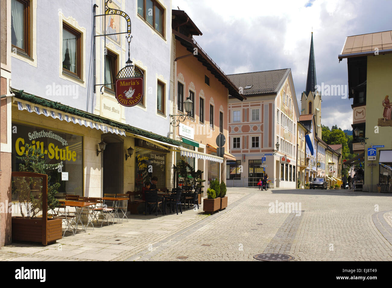 main street of city Partenkirchen in Bavaria Stock Photo - Alamy