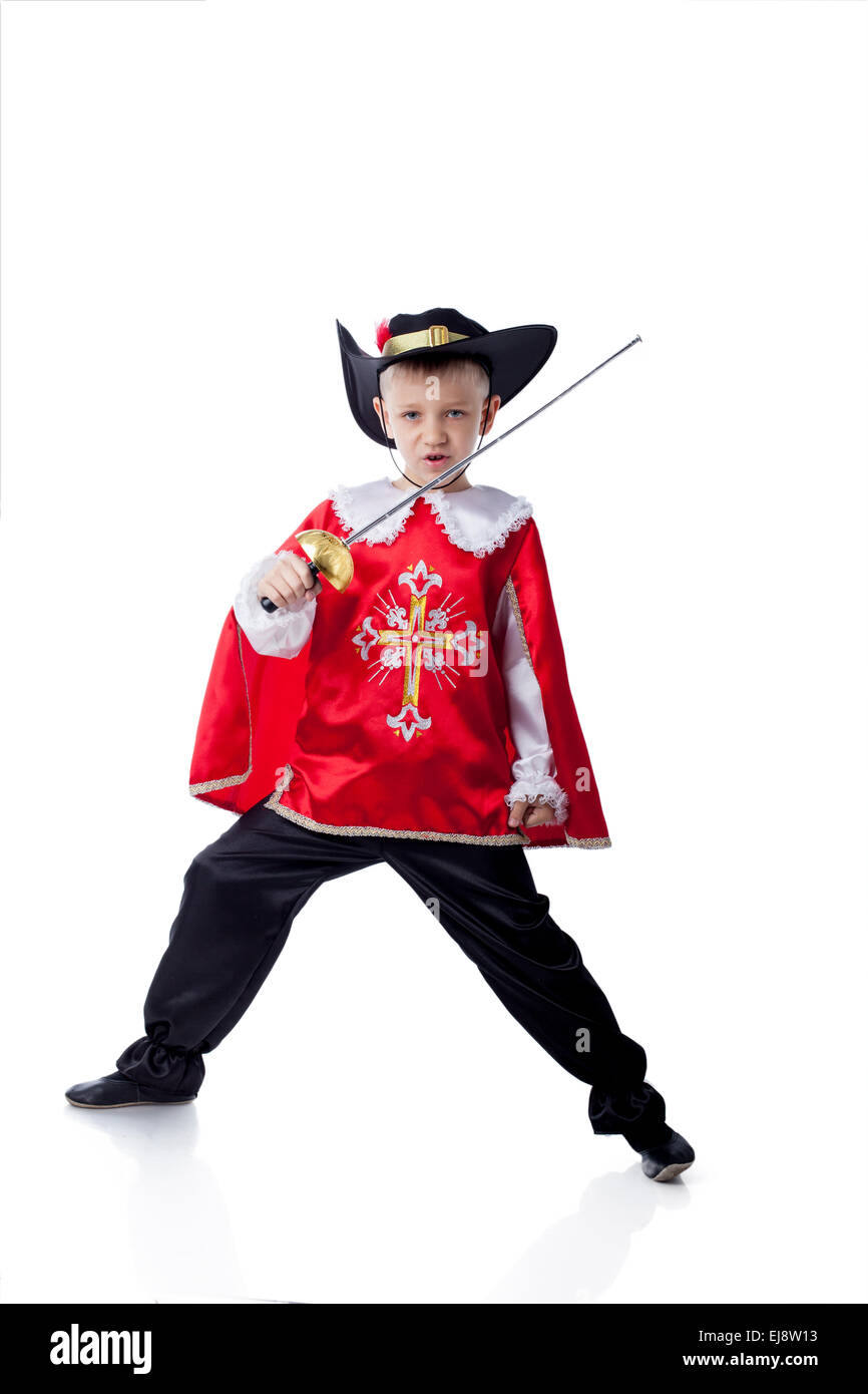 Brave Little musketeer, isolated on white Stock Photo