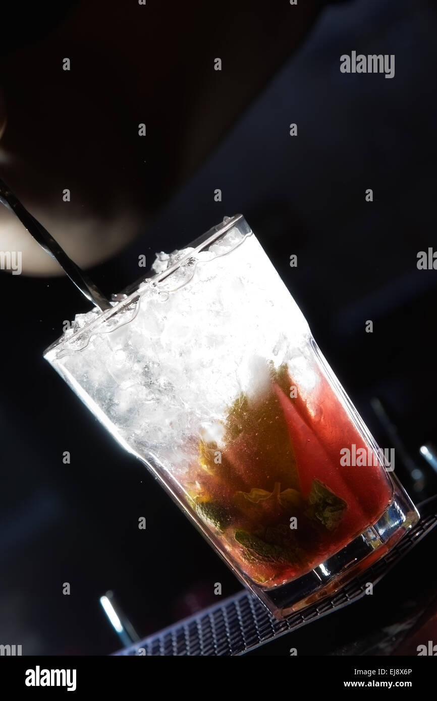 alcohol drinks on bar. cocktail Stock Photo