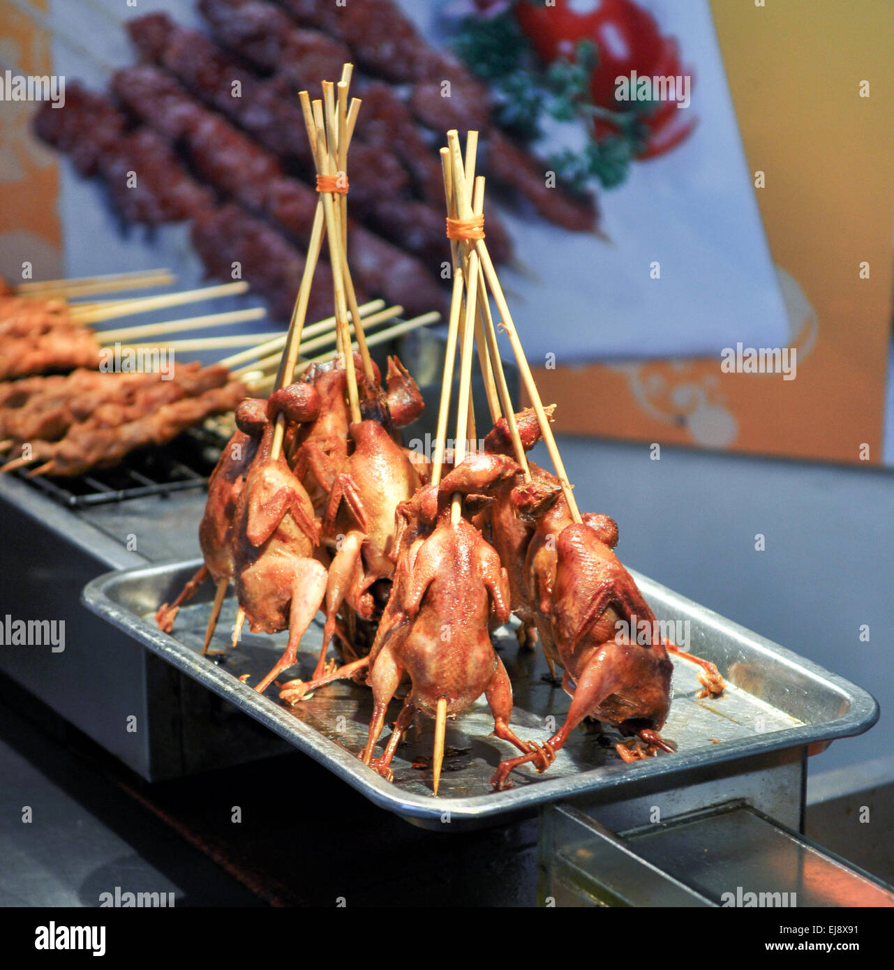 traditional Chinese food fried chicken on sticks Stock Photo Alamy