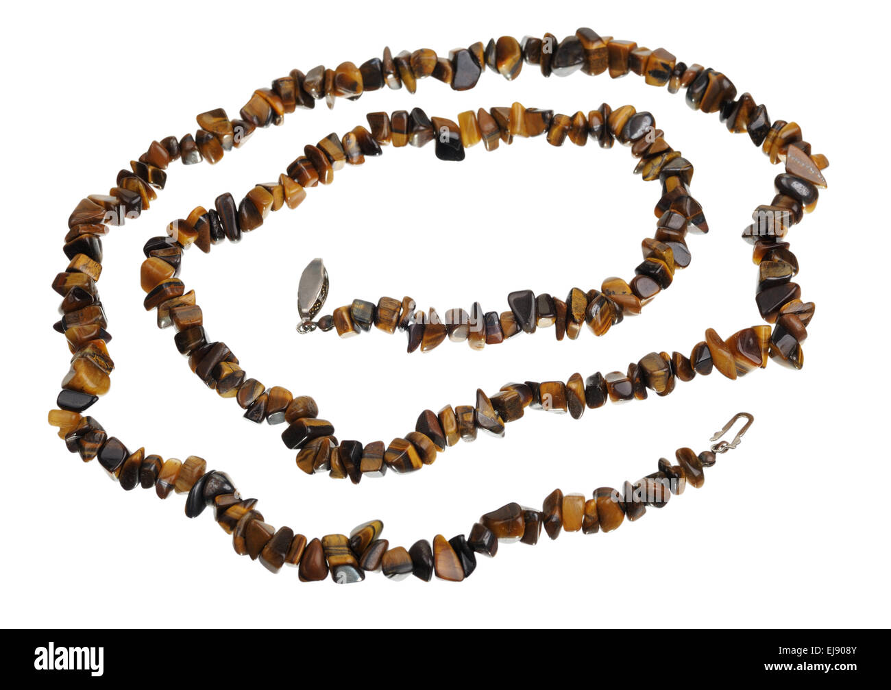 Beads of tiger's eye, isolated Stock Photo Alamy