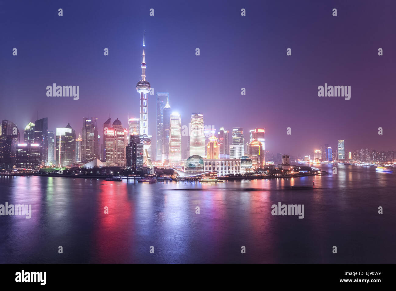 shanghai skyline at night Stock Photo