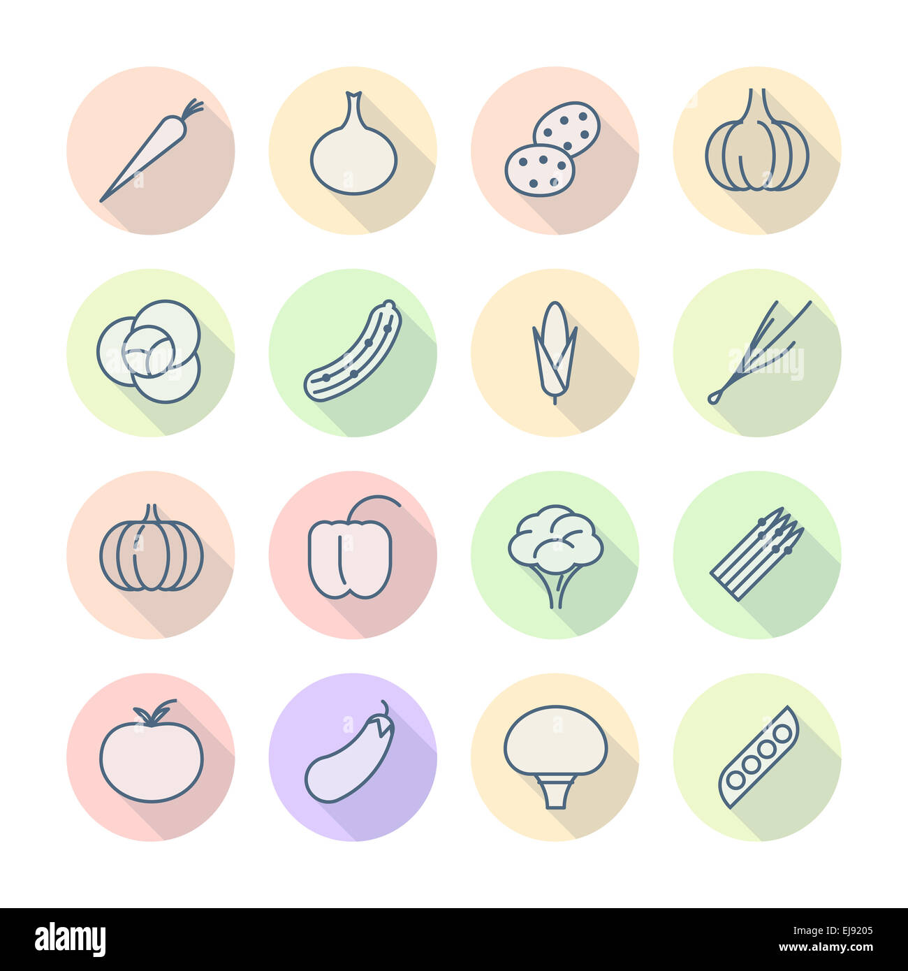 Thin Line Icons For Vegetables Stock Photo - Alamy