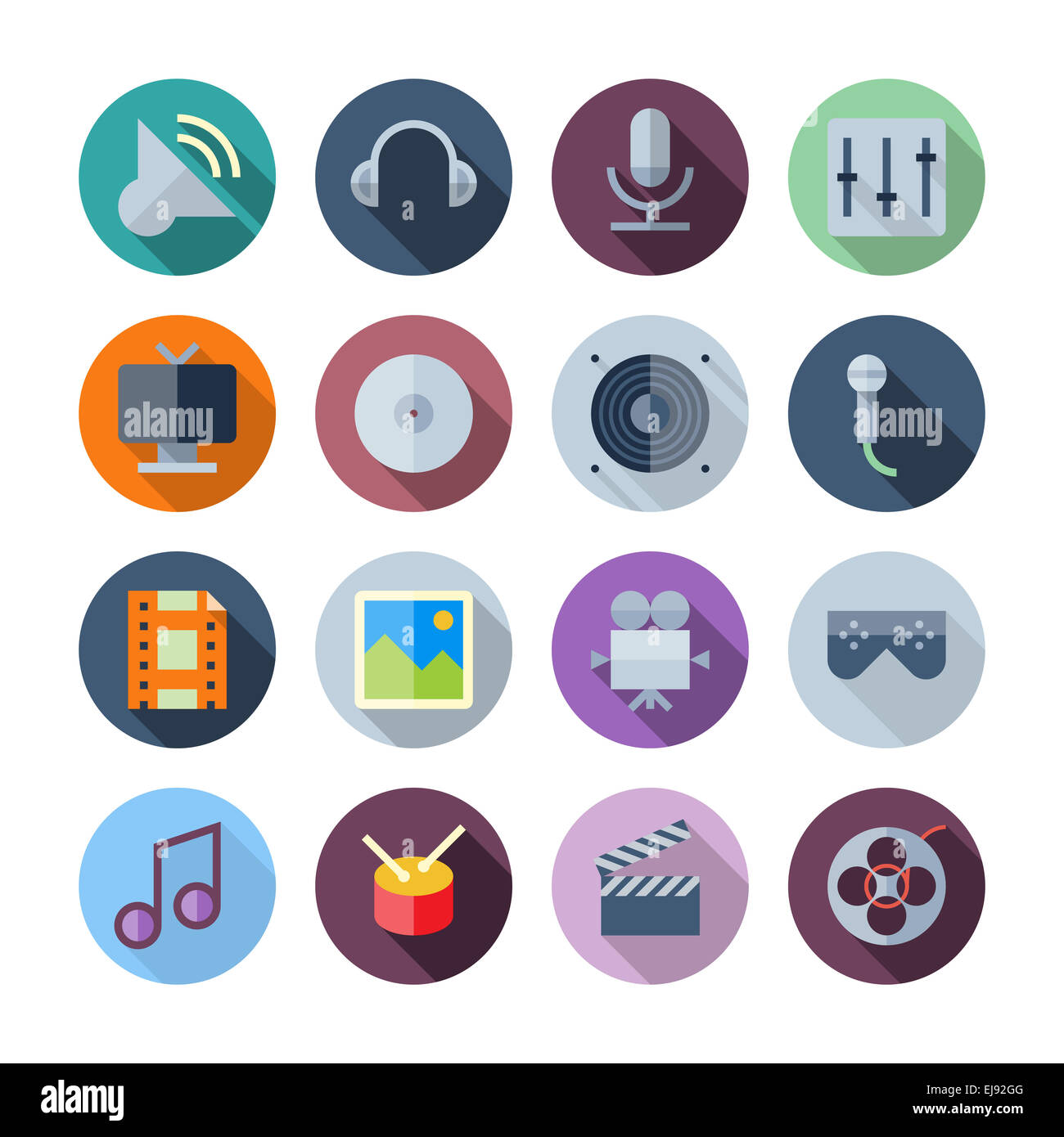 Flat Design Icons For Sound and Music Stock Photo - Alamy