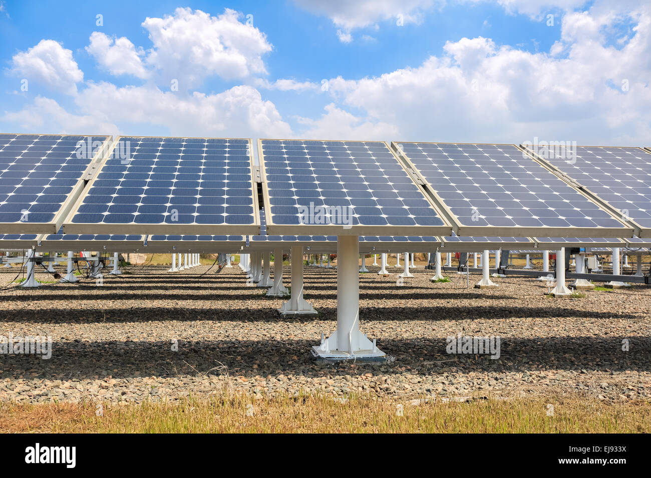 solar panels against a blue sky Stock Photo