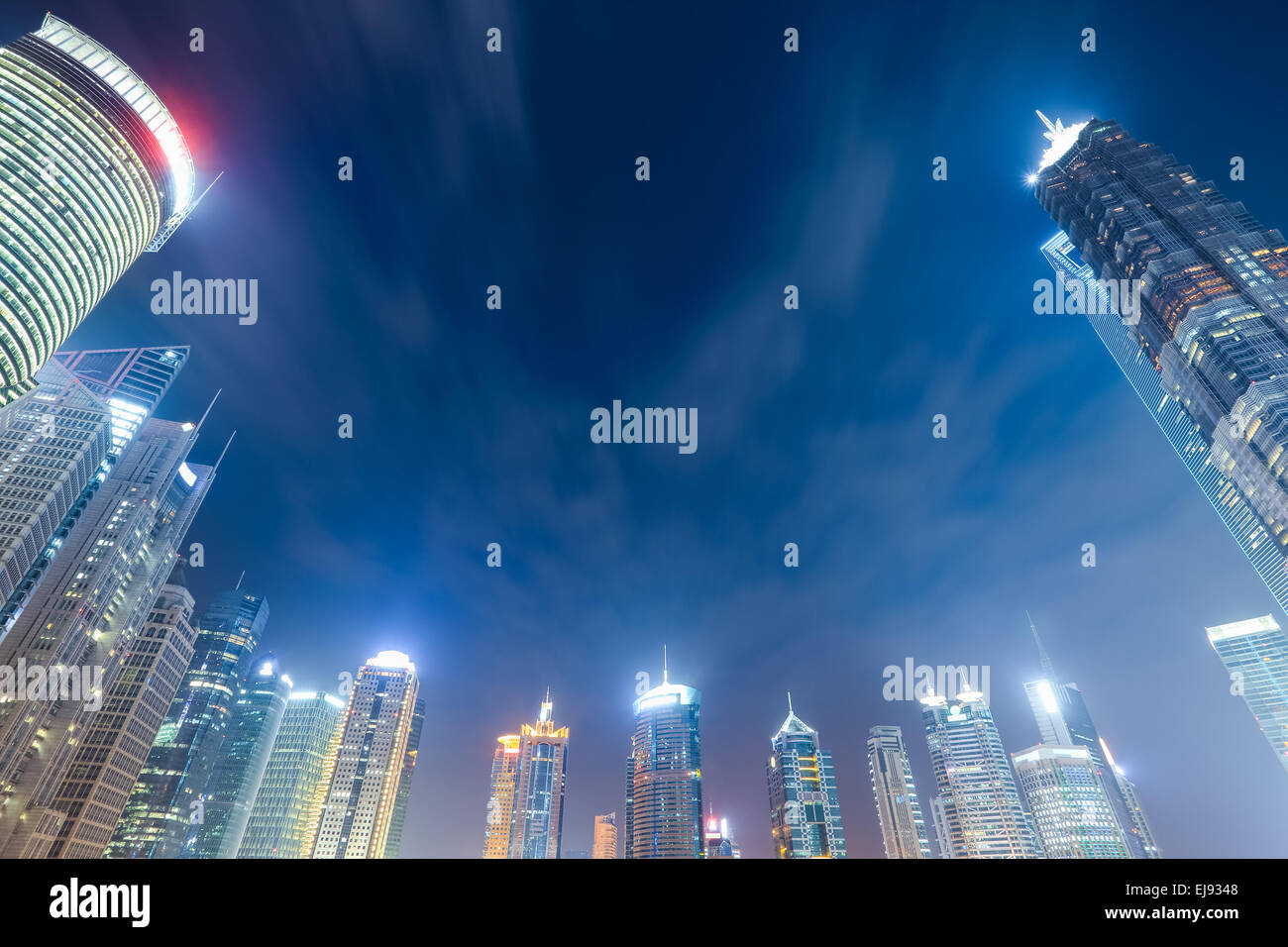 shanghai skyline at night Stock Photo