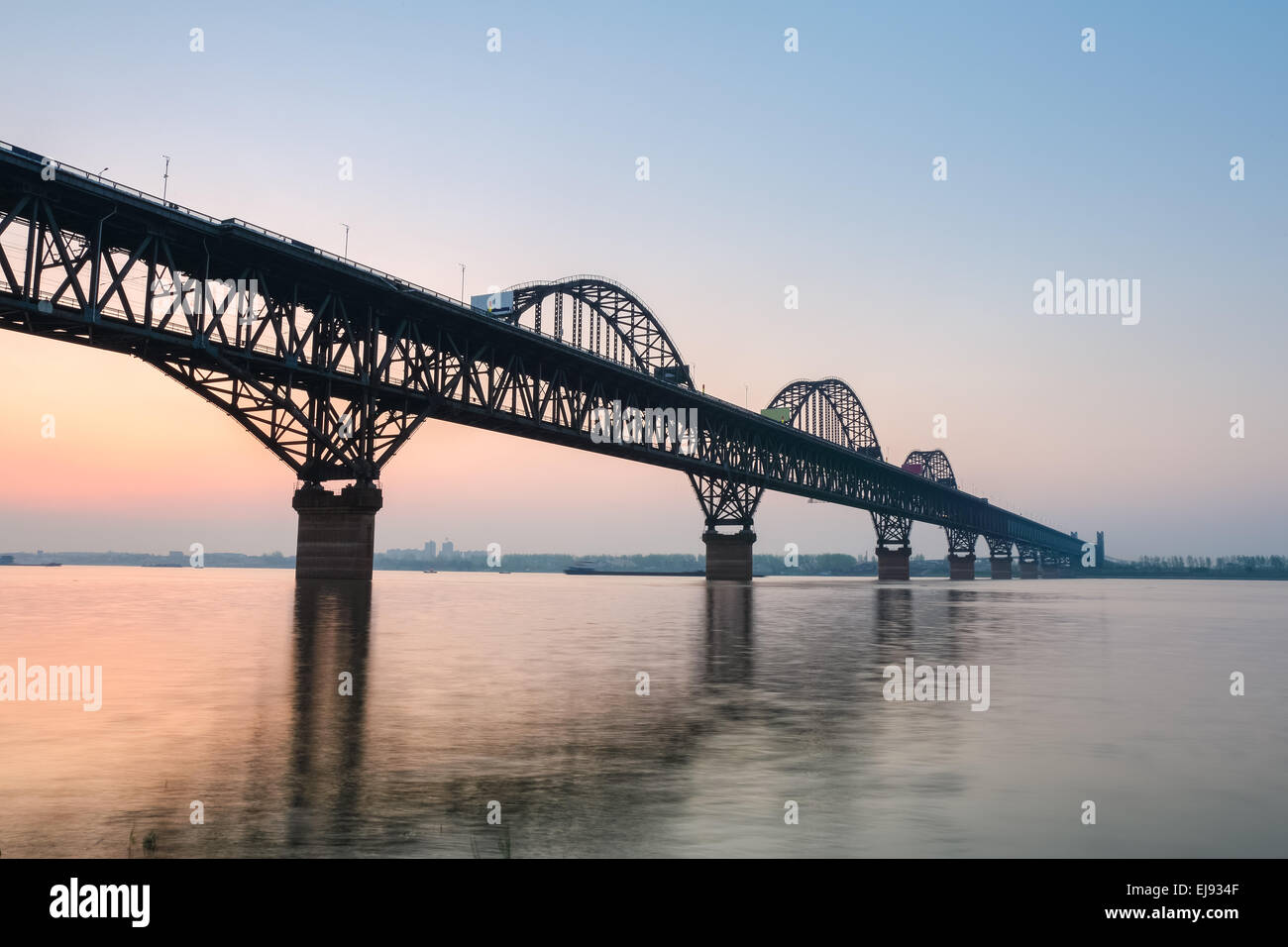 the jiujiang bridge in sunset Stock Photo