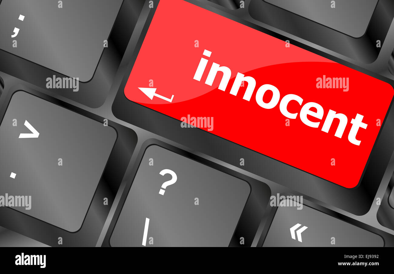 innocent word on computer pc keyboard key Stock Photo