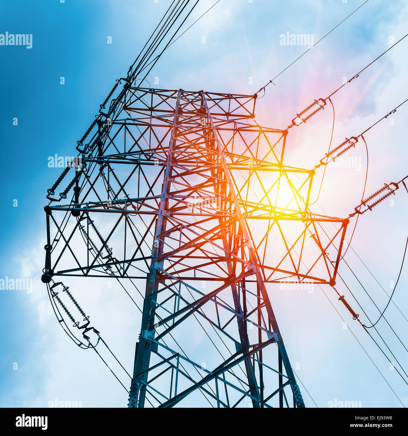 high voltage transmission pylon closeup Stock Photo - Alamy