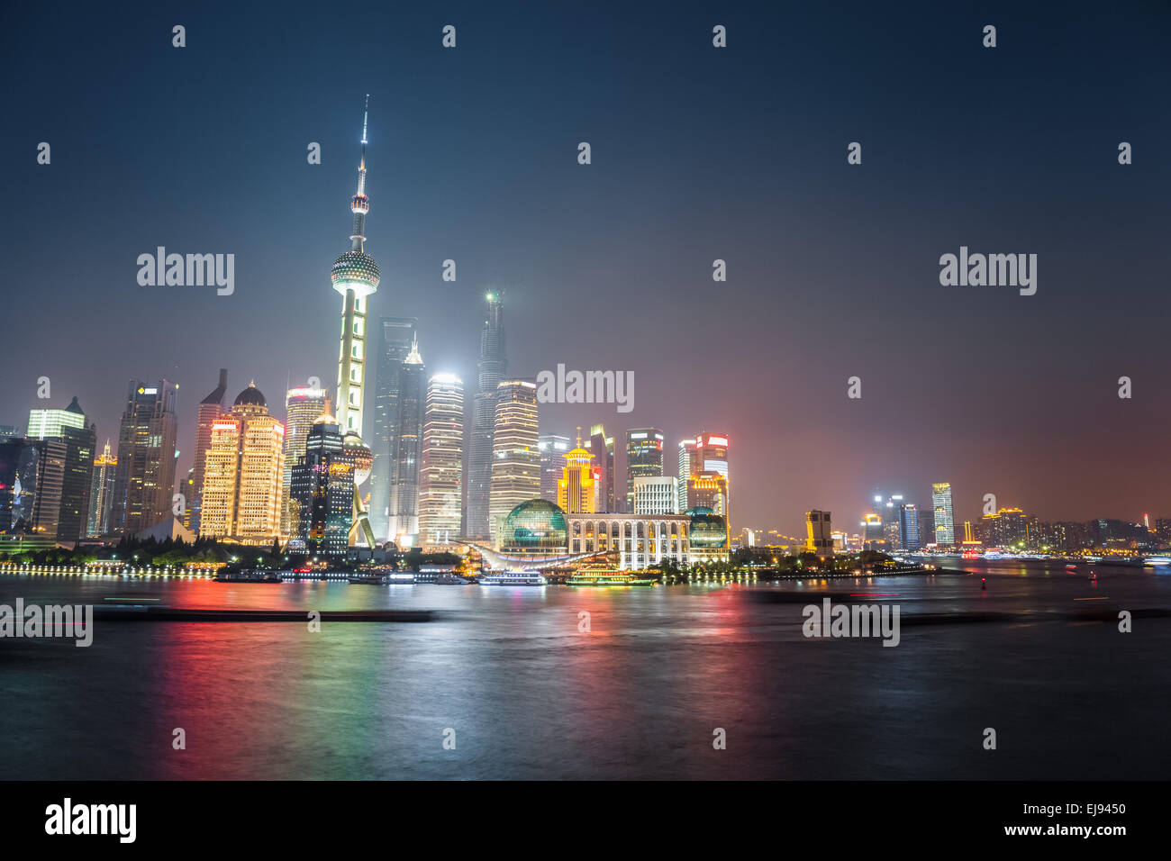 night view of shanghai skyline Stock Photo