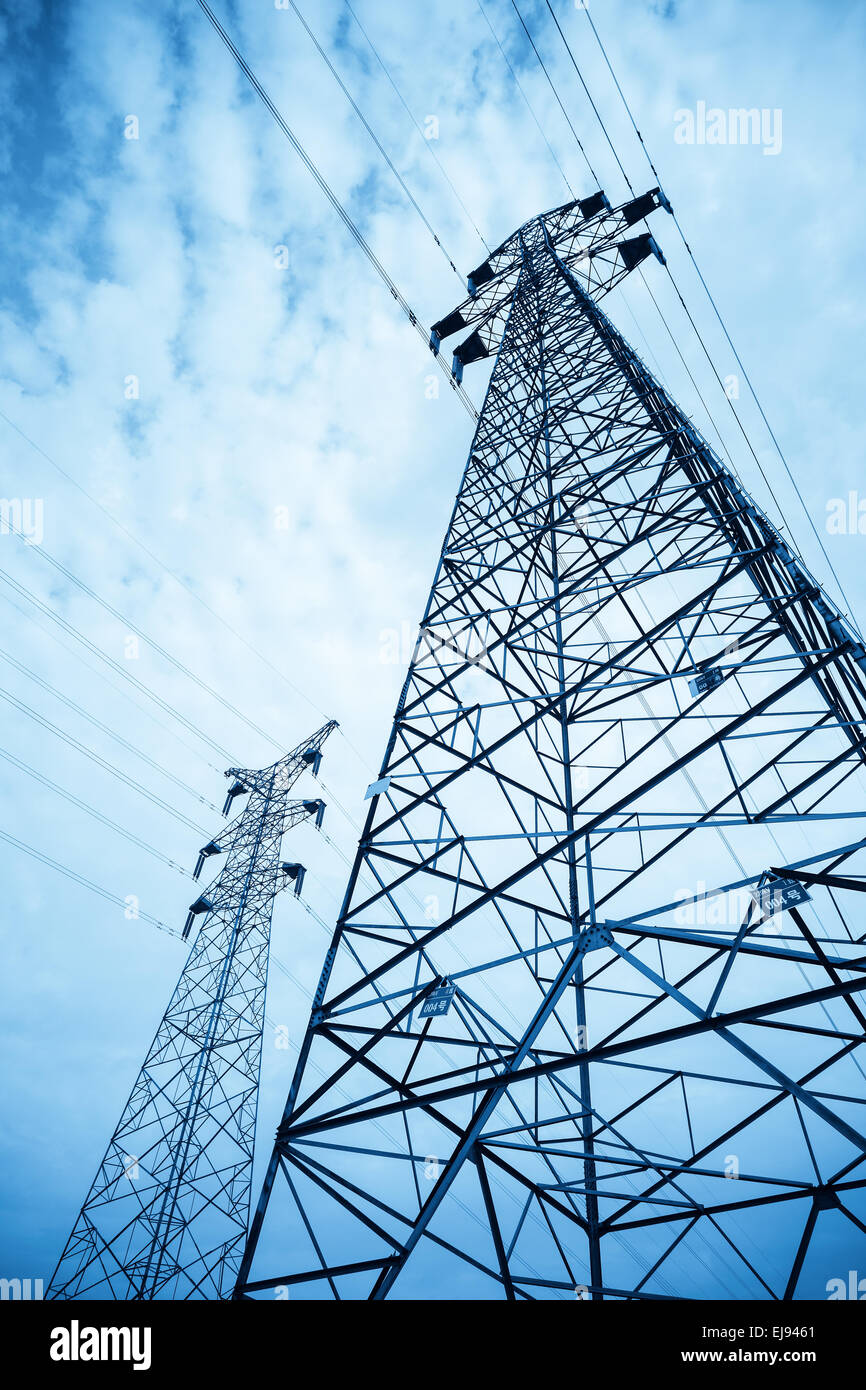 high voltage transmission pylon closeup Stock Photo - Alamy