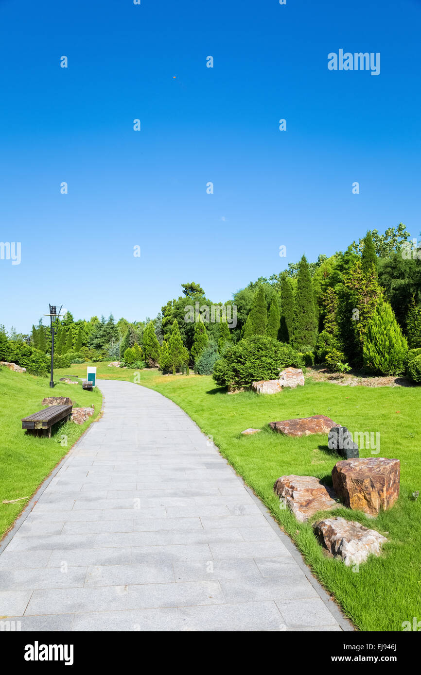 peaceful park in the morning Stock Photo